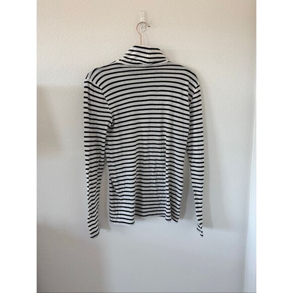 EUC J.Crew Tissue Turtleneck, White/Black Striped, size: M - Picture 4 of 5